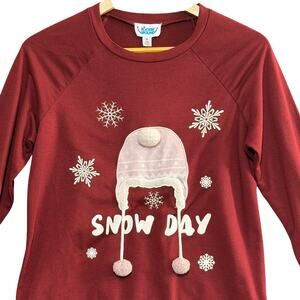Rockin'‎ Around Snow Day Long Sleeve Holiday Shirt Small Winter Graphic Cozy Top